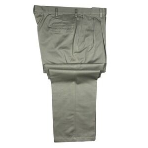 Haggar Pleated Chinos Mens 44x32 Olive Green Cotton Dress Pants